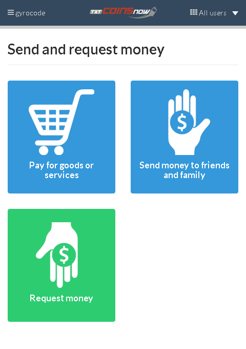 TxtCoinsNow.com (Send and request money)